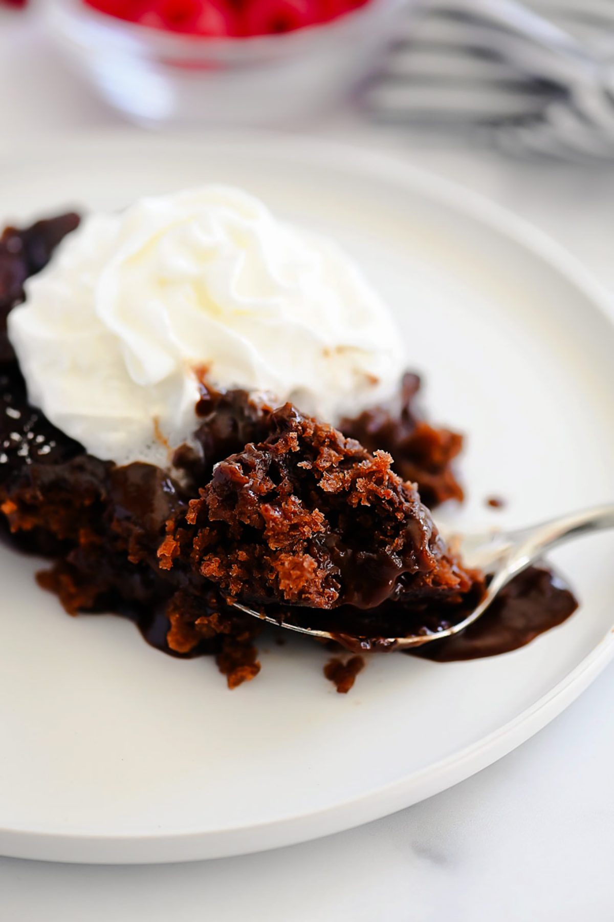 Lava cake baked in the slow cooker. 