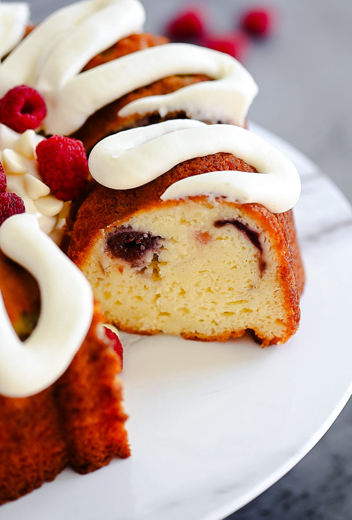White Chocolate Raspberry Cake with Cream Cheese Frosting