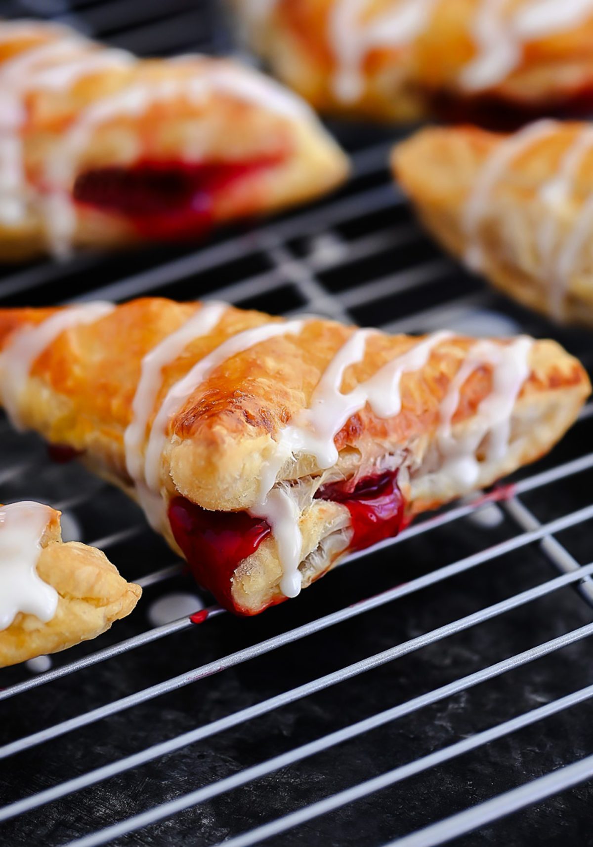 Fruit-filled puff pastries with cherry filling and sweet glaze. Life-in-the-Lofthouse.com