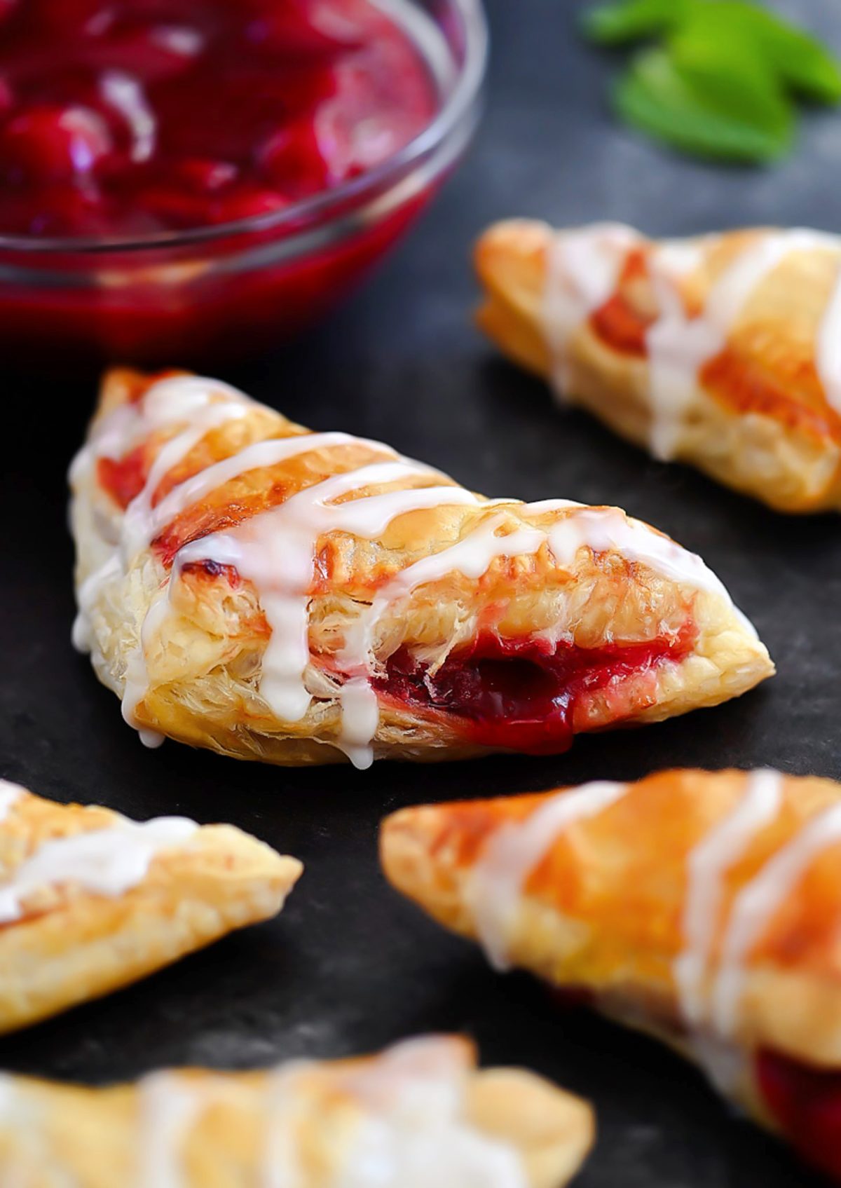 Fruit-filled puff pastries with cherry filling and sweet glaze. Life-in-the-Lofthouse.com