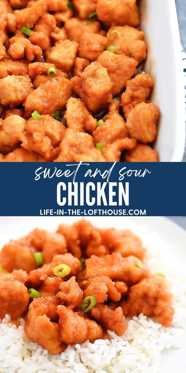 Sweet and Sour Chicken is bite-sized pieces of chicken covered in a delicious sweet and tangy sauce. Life-in-the-Lofthouse.com