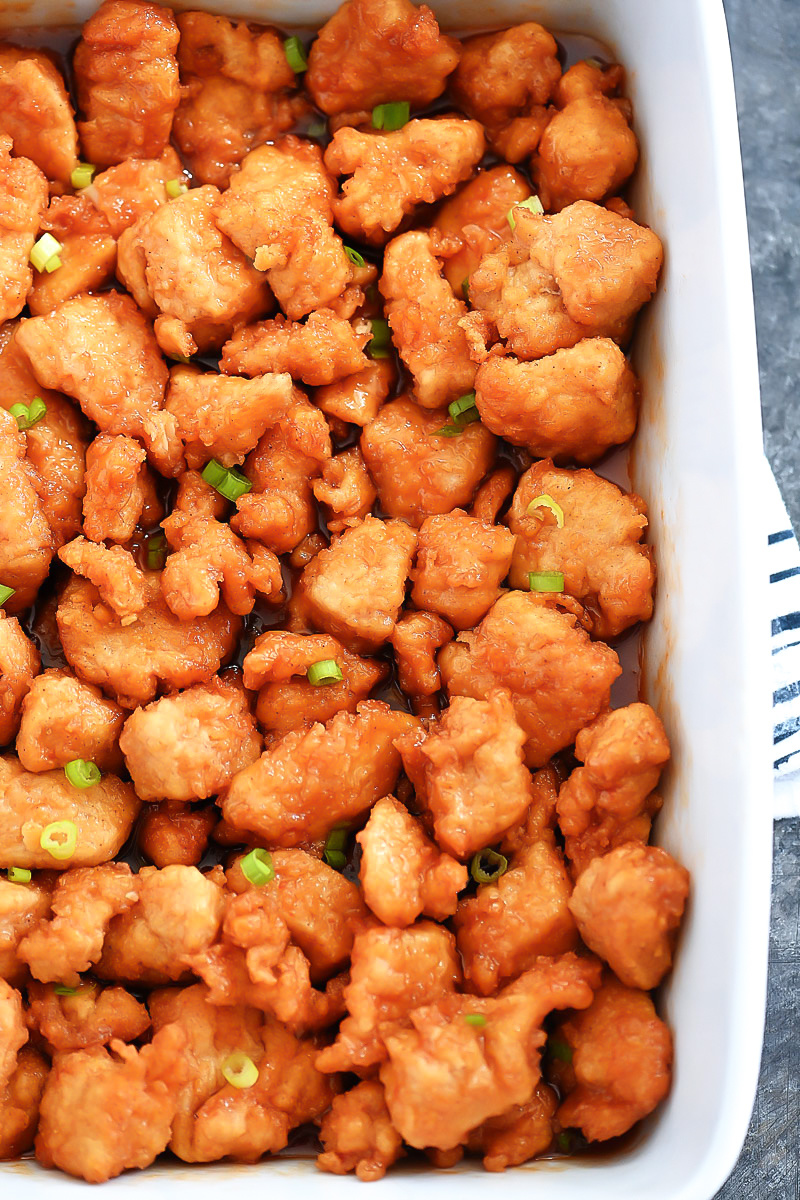 Sweet and Sour Chicken is bite-sized pieces of chicken covered in a delicious sweet and tangy sauce. Life-in-the-Lofthouse.com