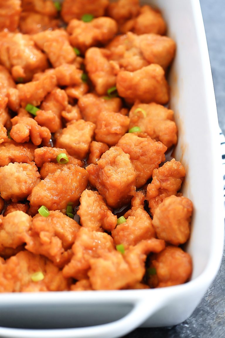 Sweet and Sour Chicken is bite-sized pieces of chicken covered in a delicious sweet and tangy sauce. Life-in-the-Lofthouse.com