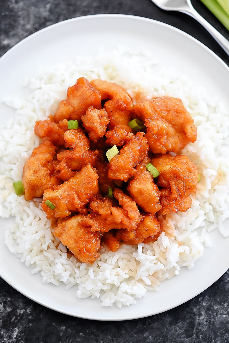 Sweet and Sour Chicken is bite-sized pieces of chicken covered in a delicious sweet and tangy sauce. Life-in-the-Lofthouse.com