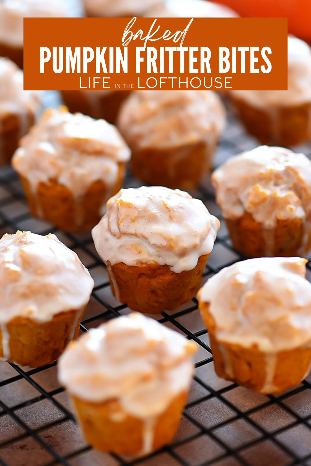 Baked Pumpkin Fritter Bites are fluffy bite size fritters packed with pumpkin flavor and topped with sweet glaze. These are the perfect fall treats!