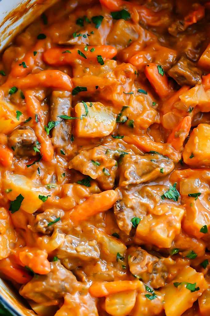 Oven Baked Stew is filled with flavorful beef stew meat, diced potatoes, carrots and onion. Life-in-the-Lofthouse.com