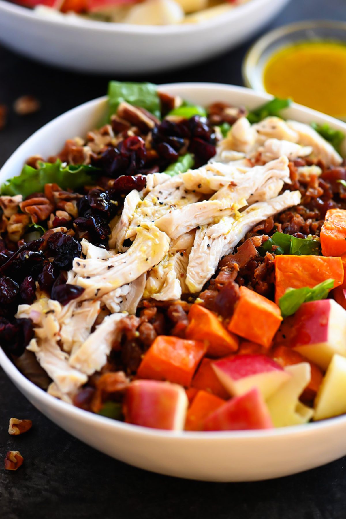 Cobb Salad with roasted potatoes, apples and shredded turkey.