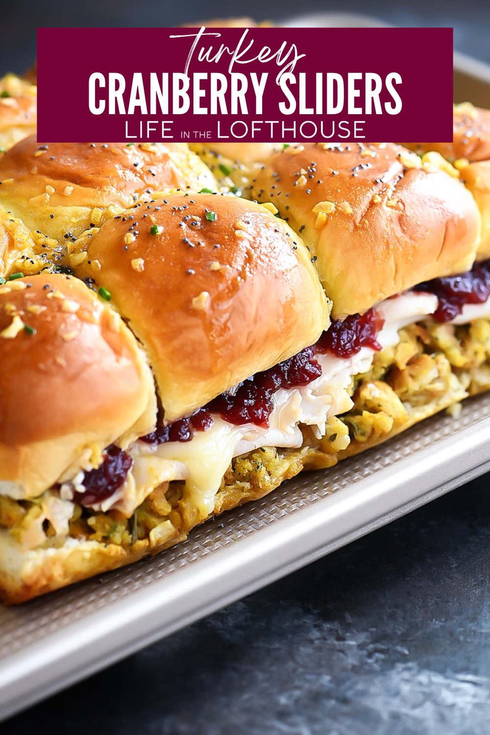 Turkey Cranberry Sliders on a sheet pan