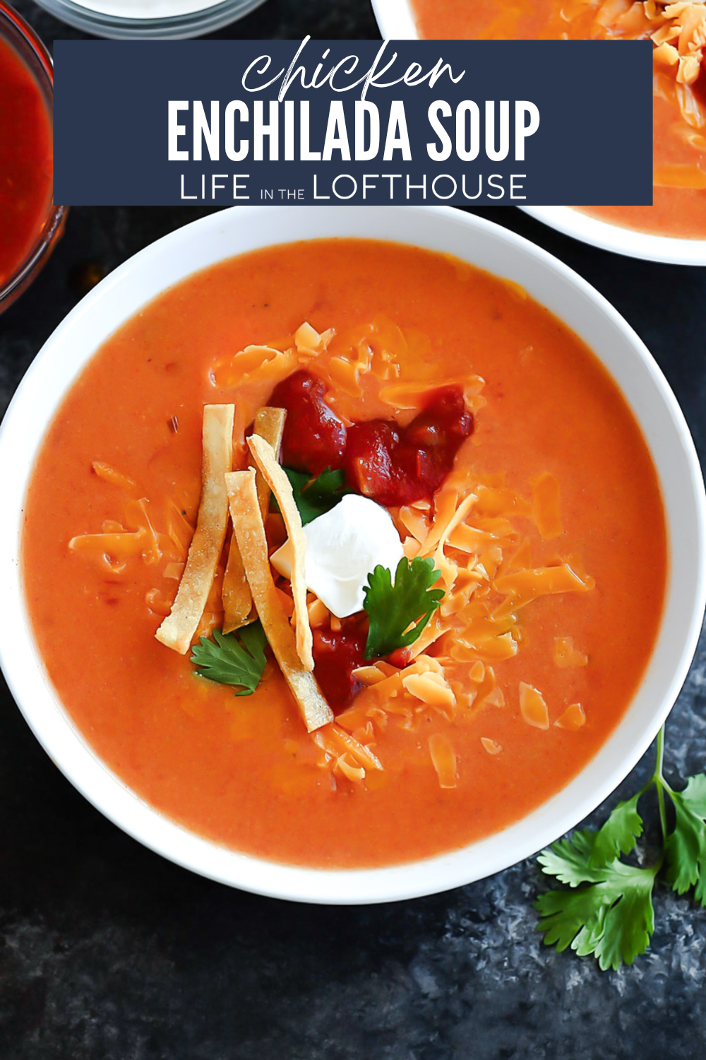 Chicken Enchilada Soup is infused with all the flavors of enchiladas. It&rsquo;s creamy, cheesy, packed with chicken, and incredibly comforting.