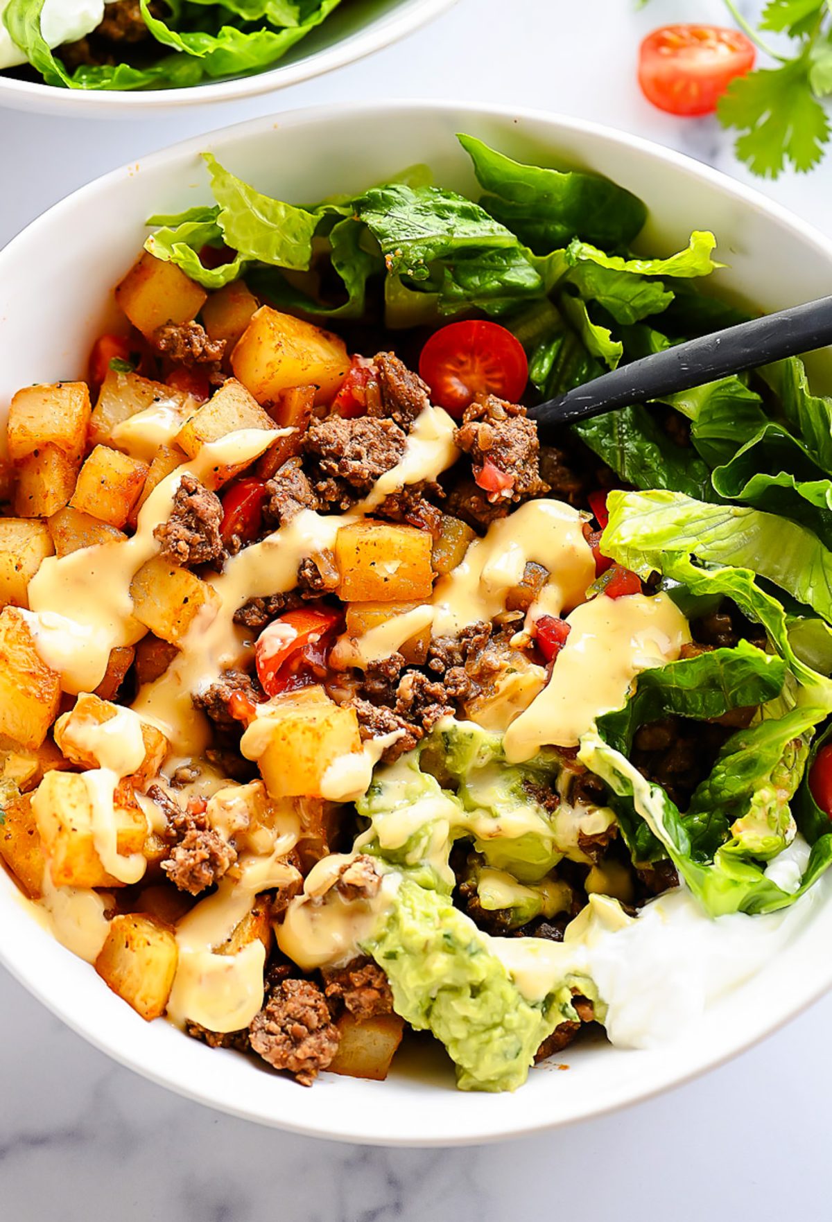 Beef Taco Potato Bowls