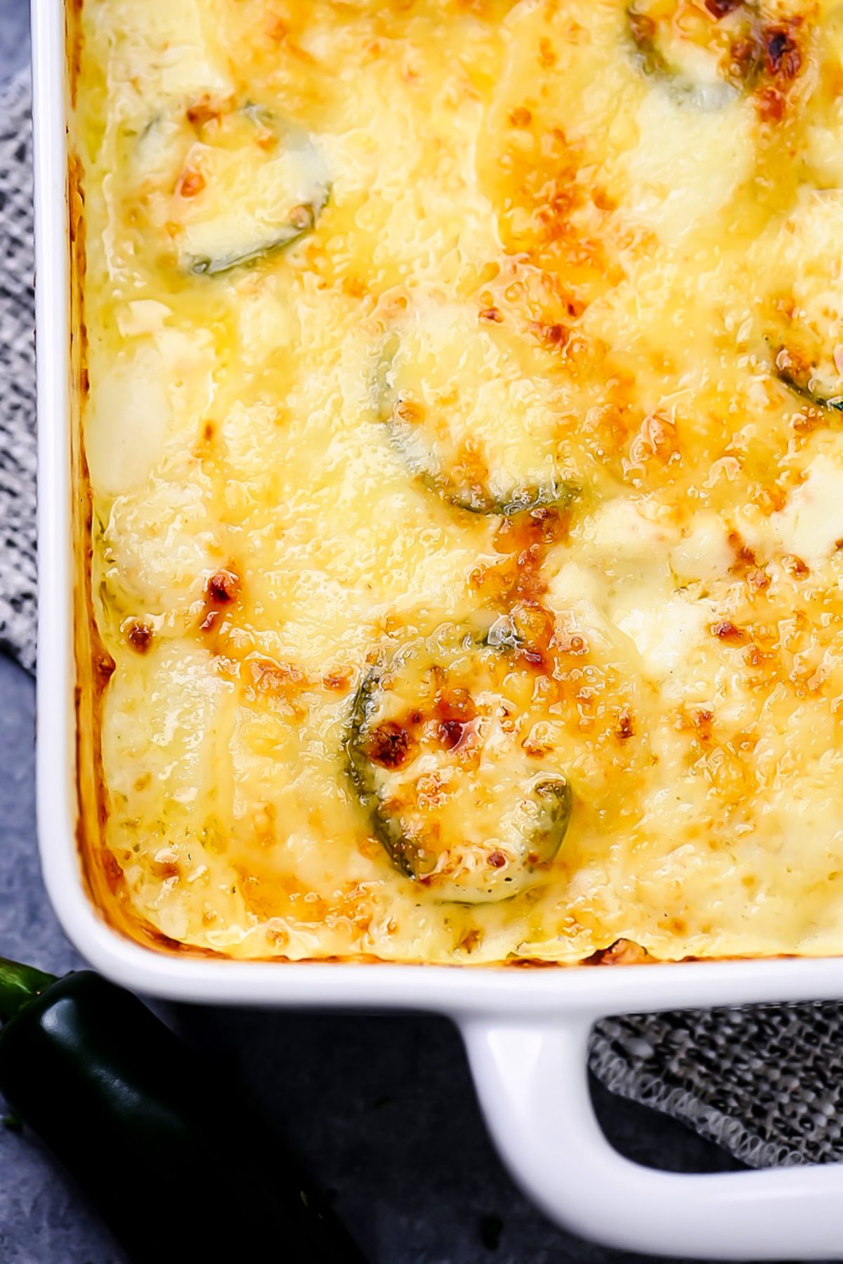 Cheesy and creamy jalape&ntilde;o potatoes.