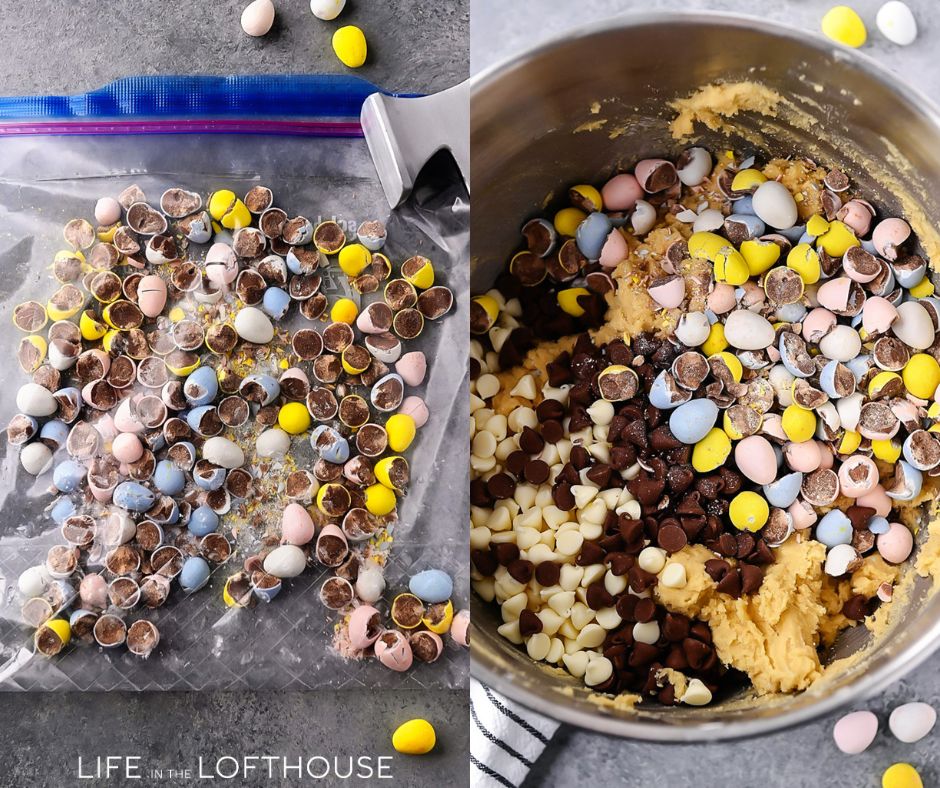 Chocolate Chip Cookies with Mini Cadbury Eggs