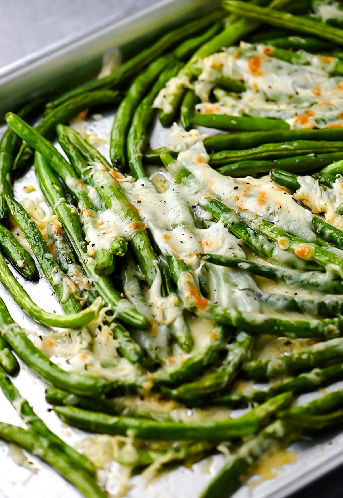 Roasted Green Beans with Parmesan and Mozzarella cheese