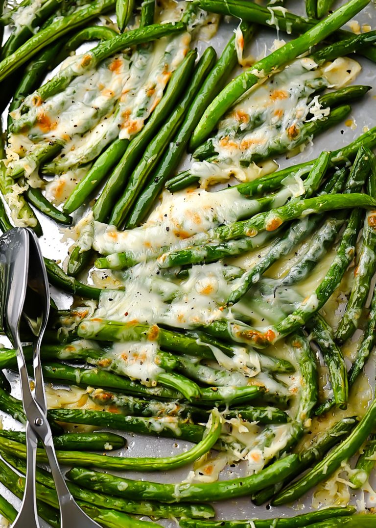 Roasted Green Beans with Parmesan and Mozzarella cheese