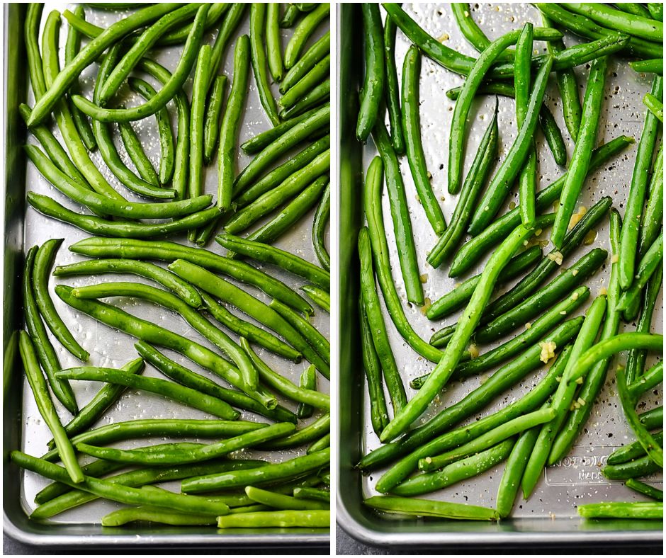 Roasted Green Beans with Parmesan and Mozzarella cheese
