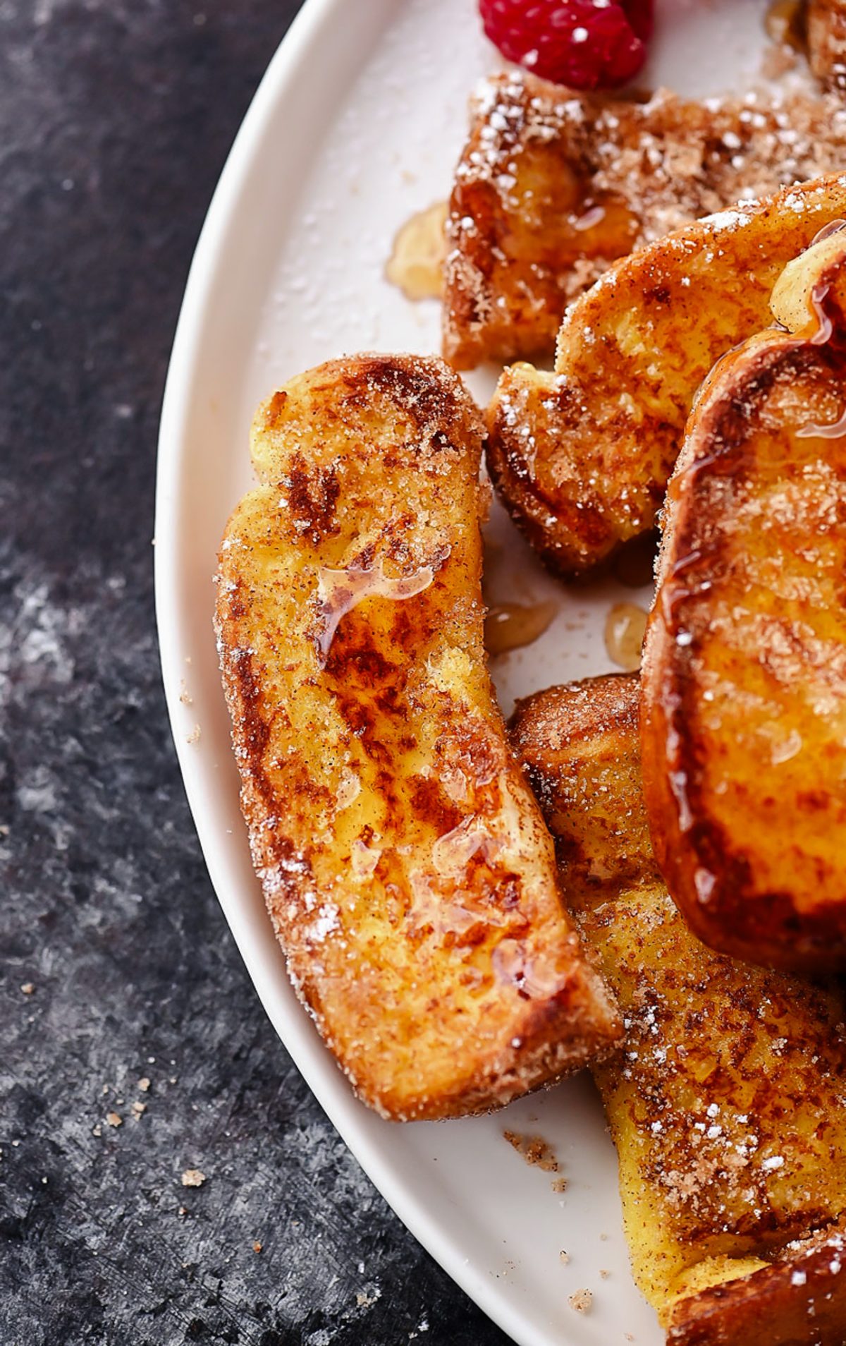 Golden cinnamon French toast sticks coated in cinnamon sugar, perfect for a quick and delicious breakfast or snack.