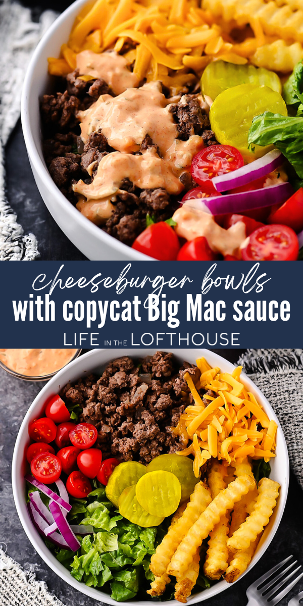 Cheeseburger Bowls with Copycat Big Mac Sauce