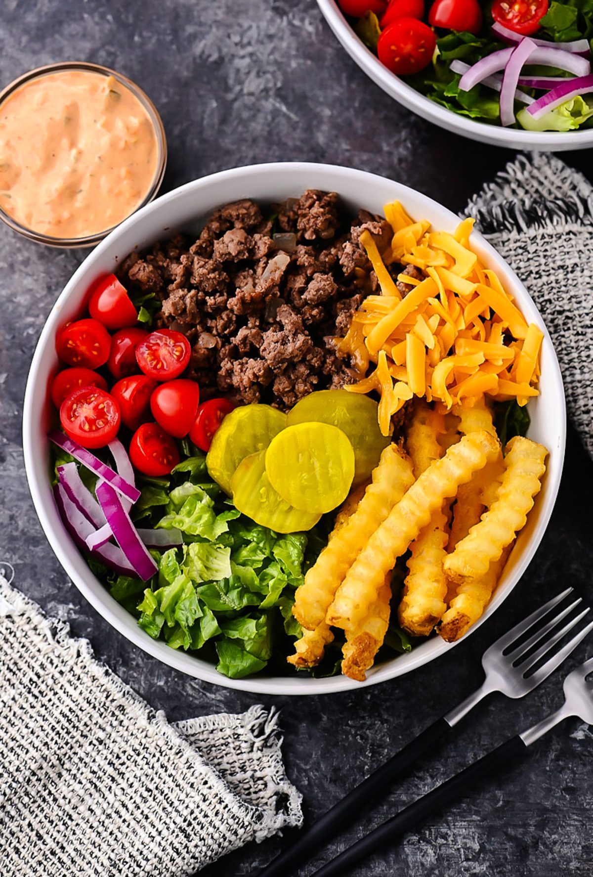 Cheeseburger Bowls with Copycat Big Mac Sauce