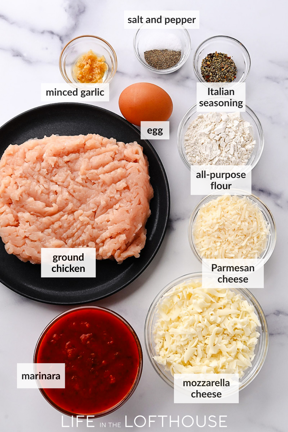 Chicken Parmesan Meatloaves Ingredients