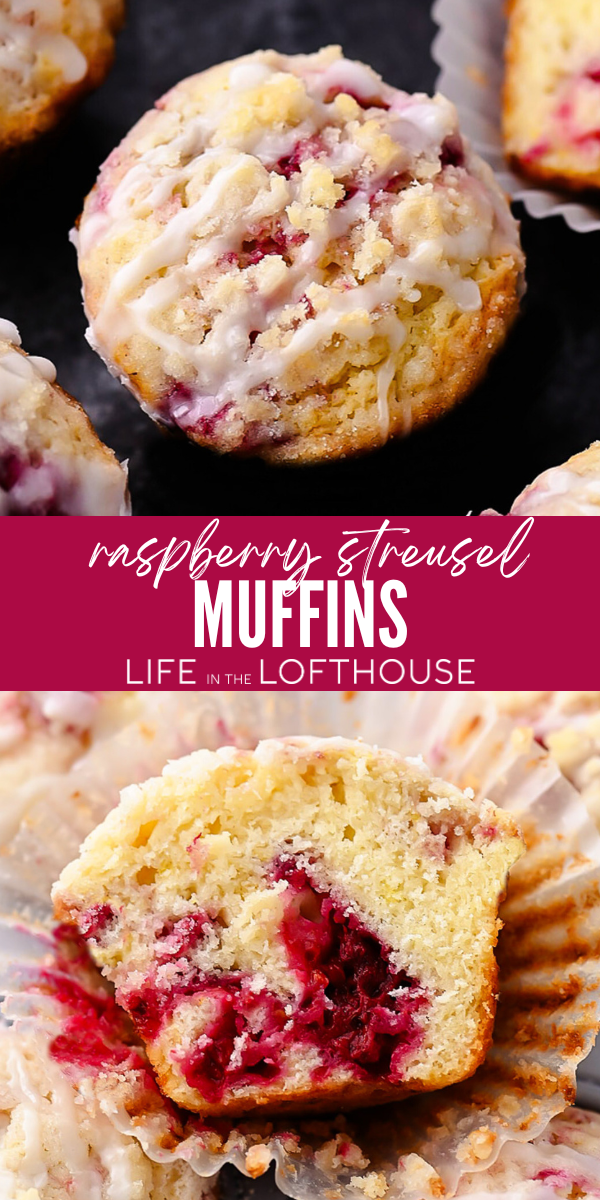 Raspberry Muffins with Streusel Topping and Glaze