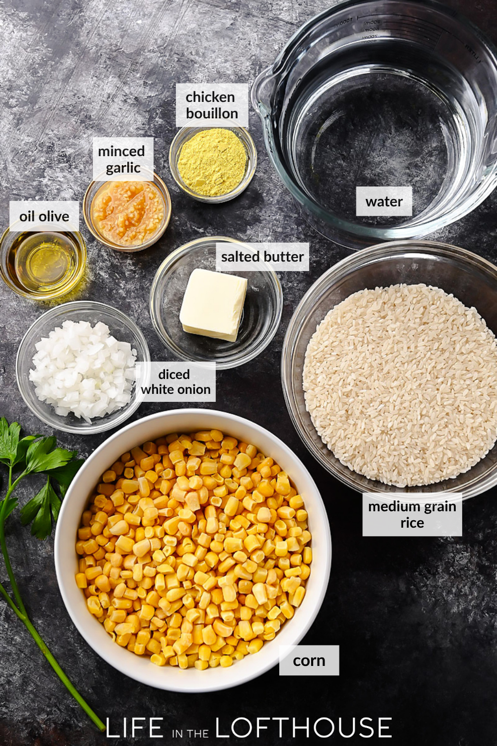 Buttered Corn Rice Ingredients