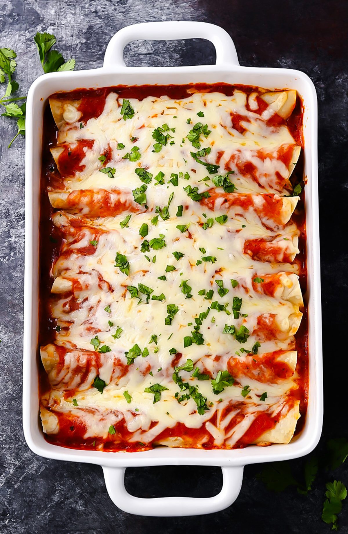 Ground Beef Enchiladas with Cheese and Cilantro
