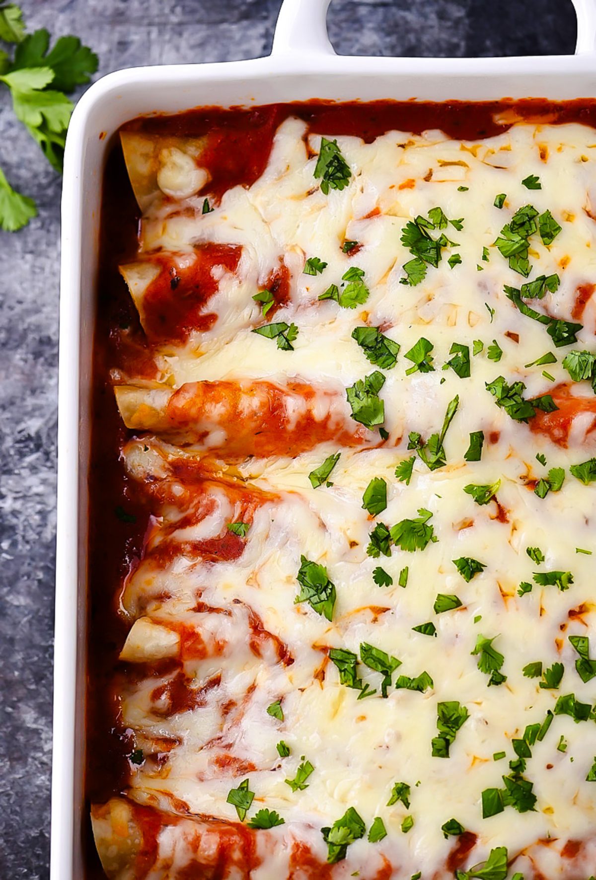Ground Beef Enchiladas with Cheese and Cilantro