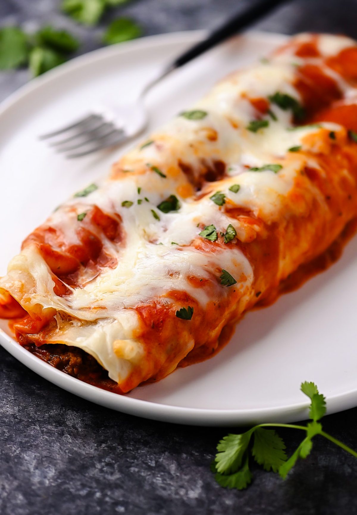 Ground Beef Enchiladas with Cheese and Cilantro