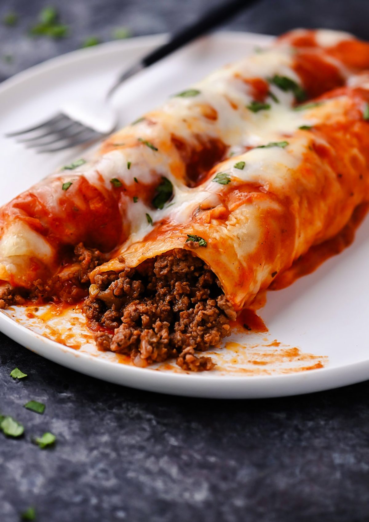 Ground Beef Enchiladas with Cheese and Cilantro