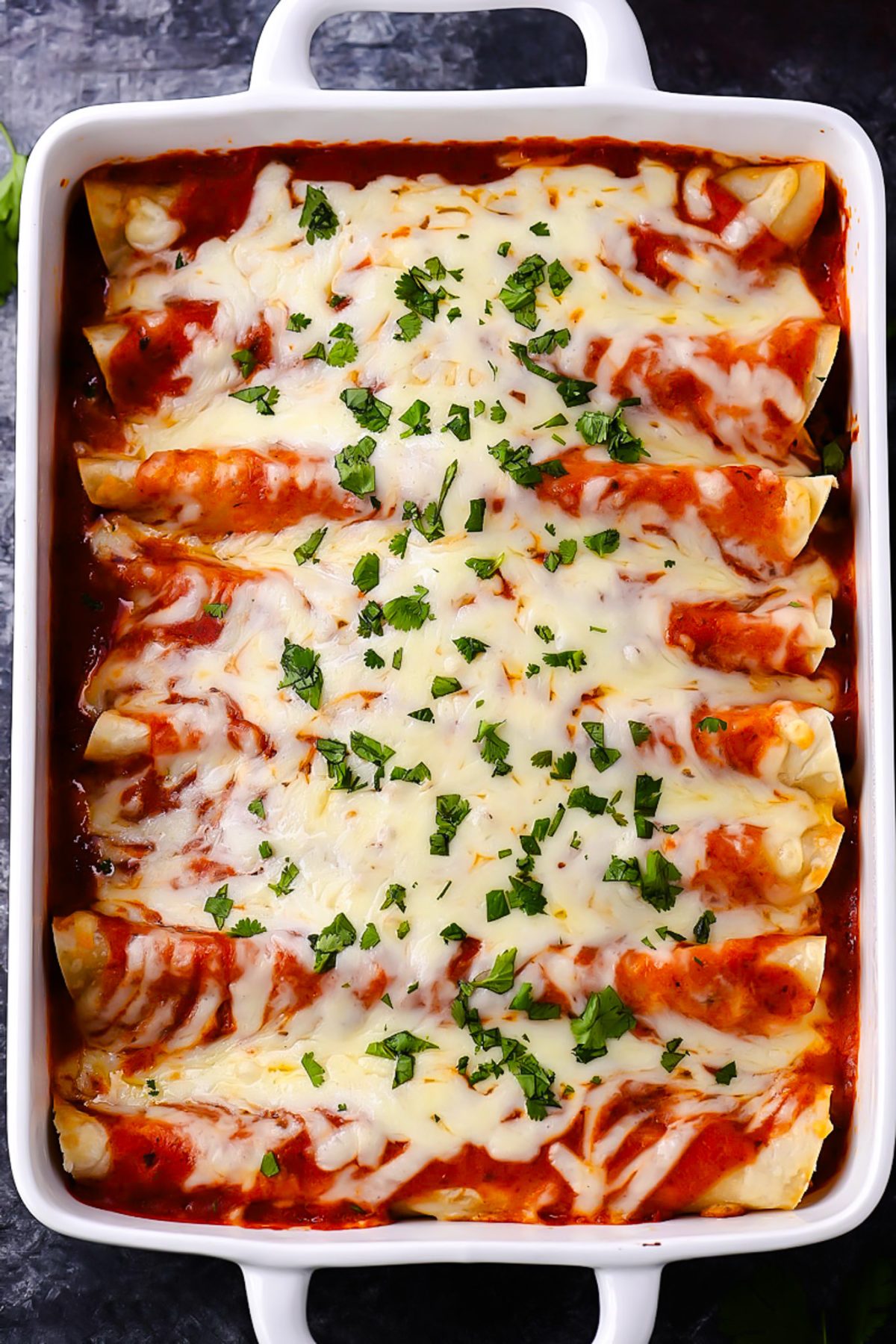 Ground Beef Enchiladas with Cheese and Cilantro