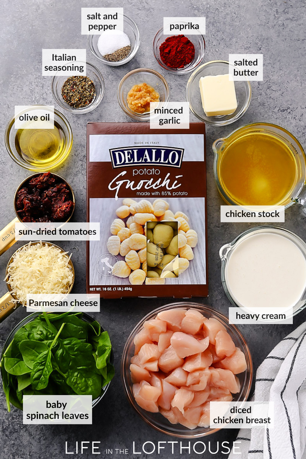 One-Pan Creamy Chicken and Gnocchi ingredients