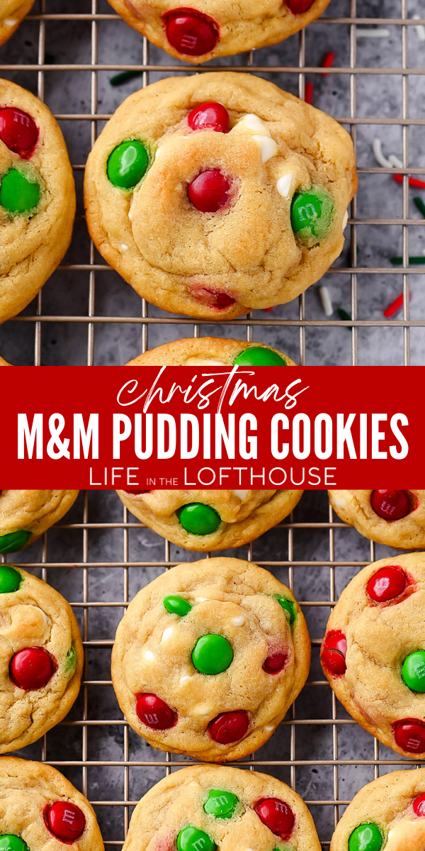 Chewy and delicious Christmas Cookies with M&Ms and white chocolate chips.