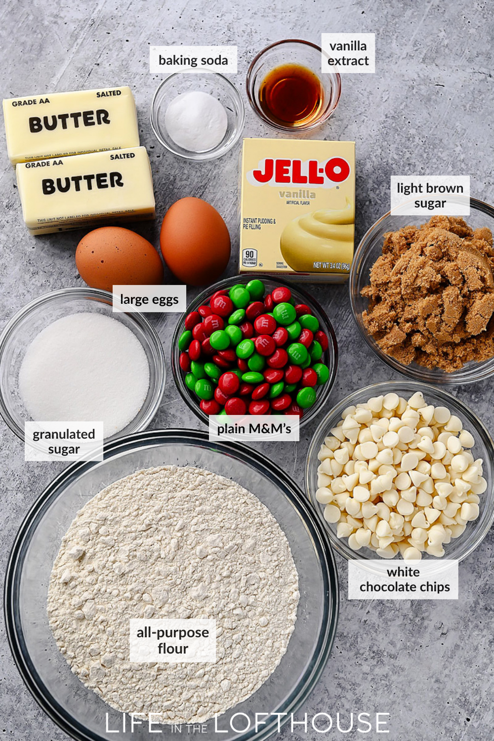 Christmas MM Pudding Cookies Ingredients