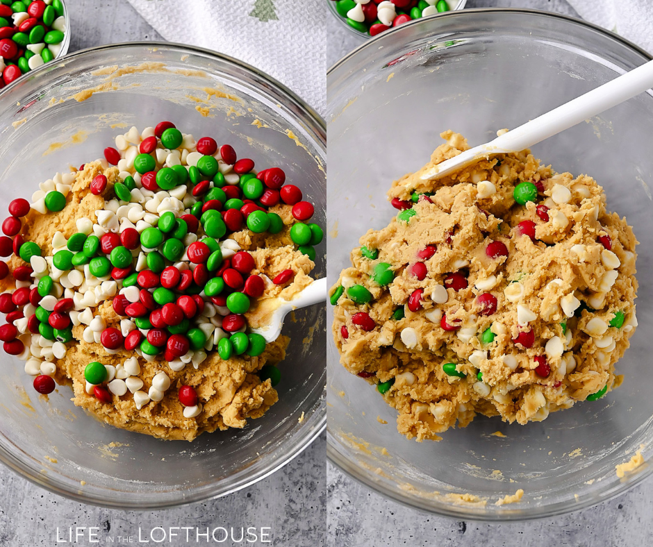 Steps for making Christmas MM Pudding Cookies