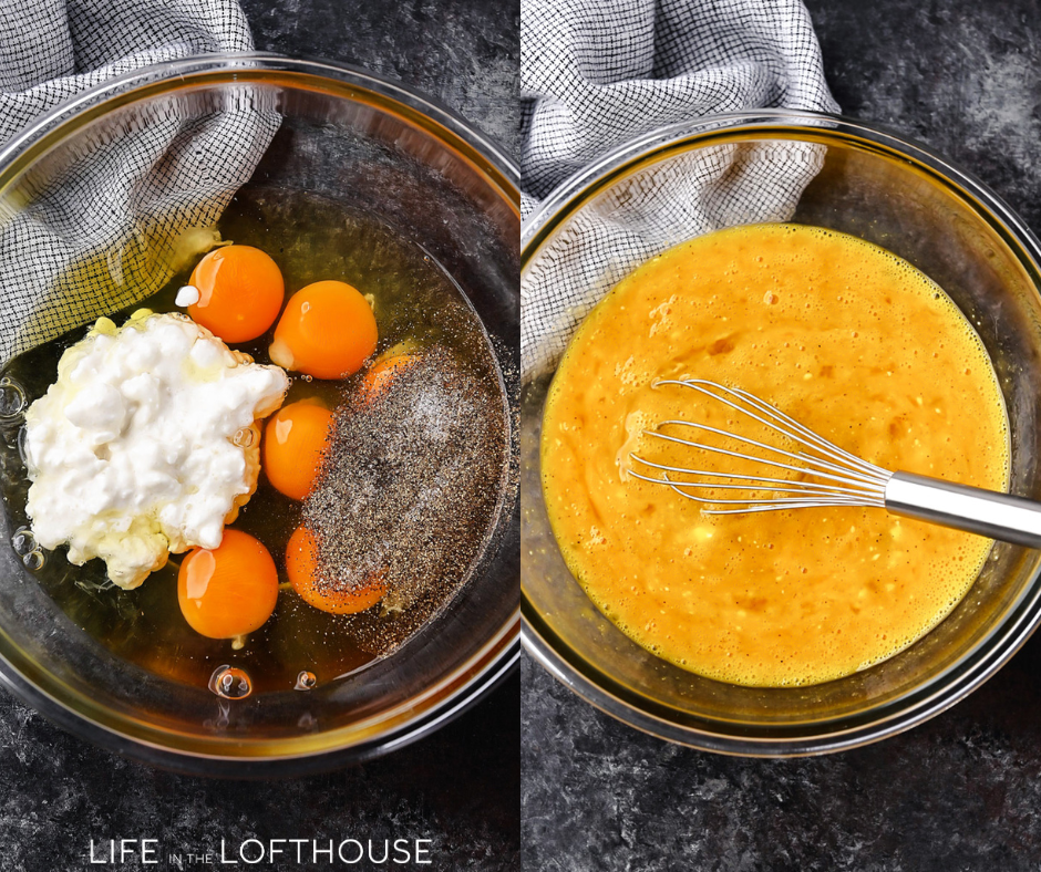 Sausage and Tater Tot Quiche Steps