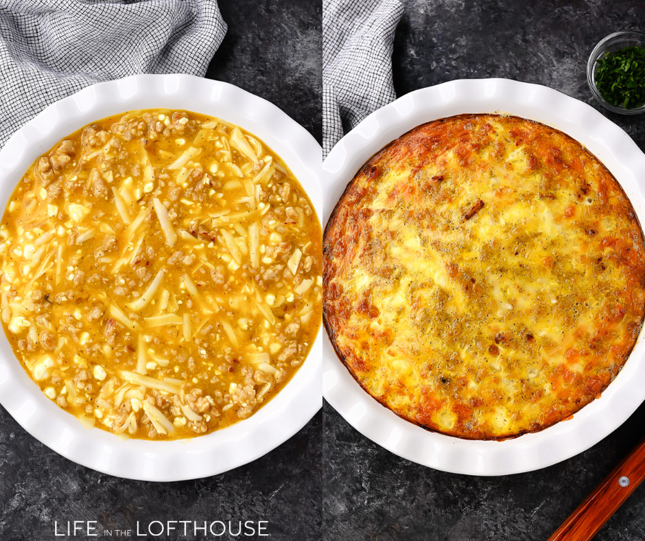 Sausage and Tater Tot Quiche Steps