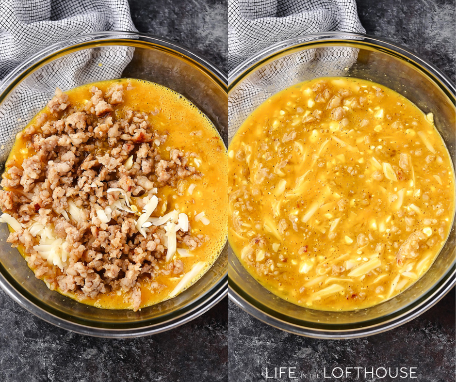 Sausage and Tater Tot Quiche Steps