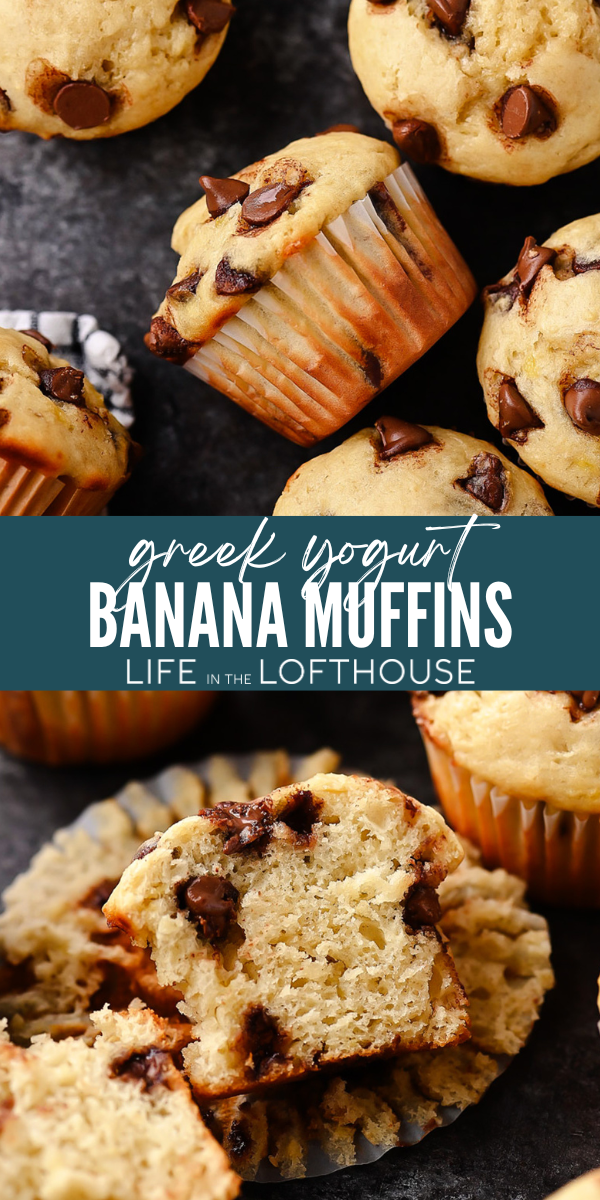 Greek Yogurt Banana Muffins with chocolate chips