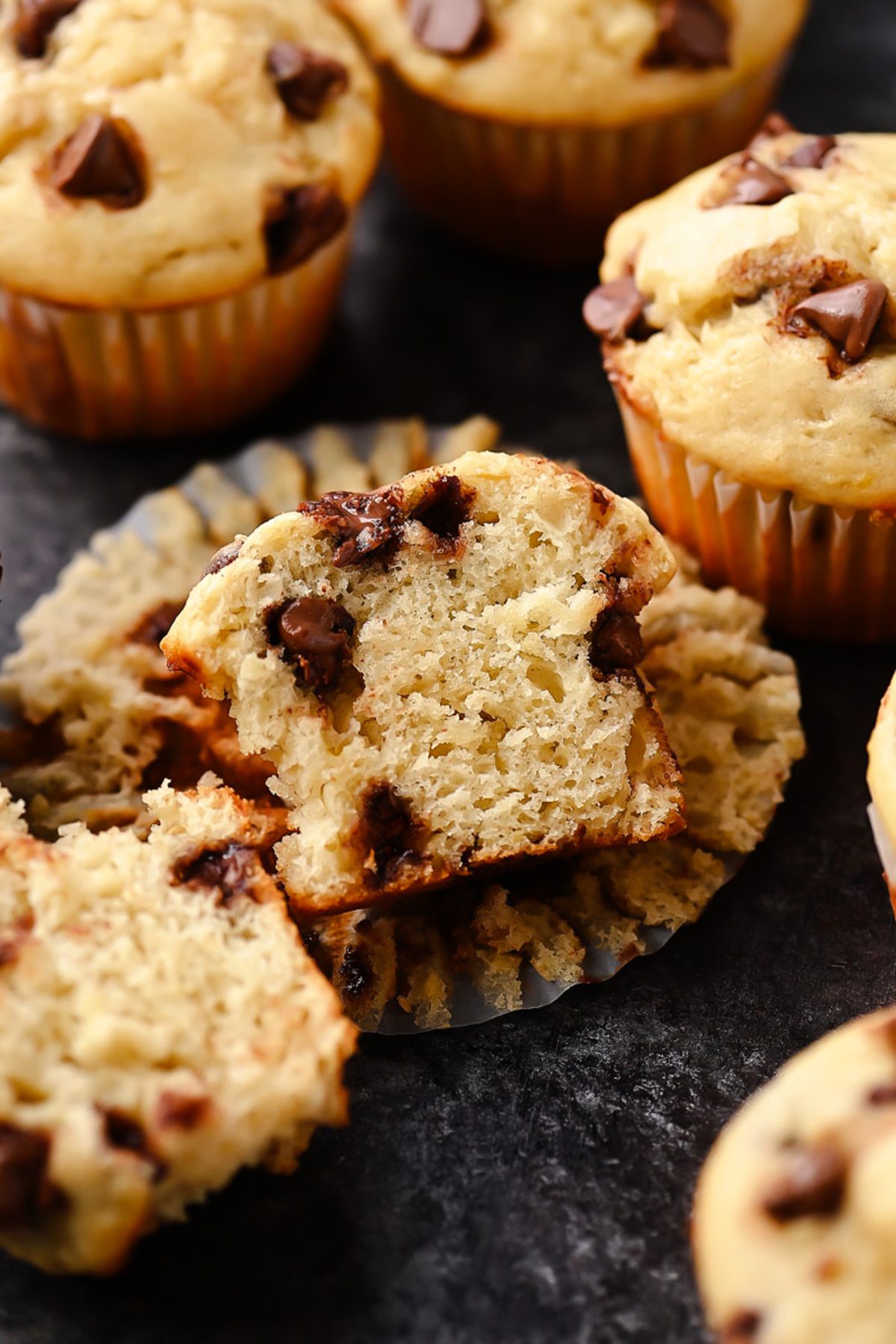 Greek Yogurt Banana Muffins with chocolate chips