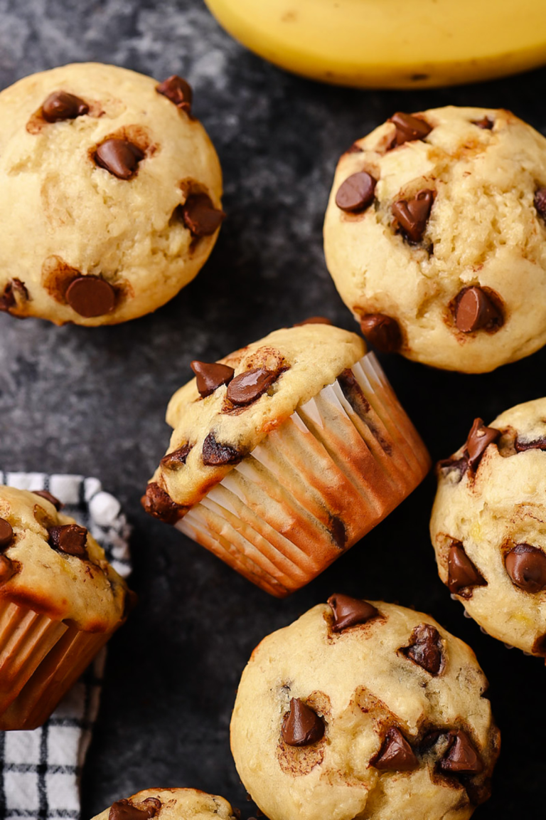Banana Muffins with chocolate chips and Greek yogurt