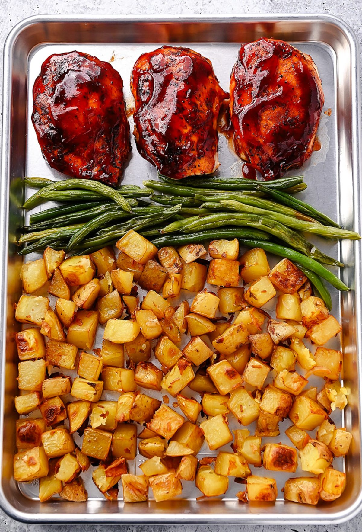Sheet Pan BBQ Chicken, Potatoes and Green Beans