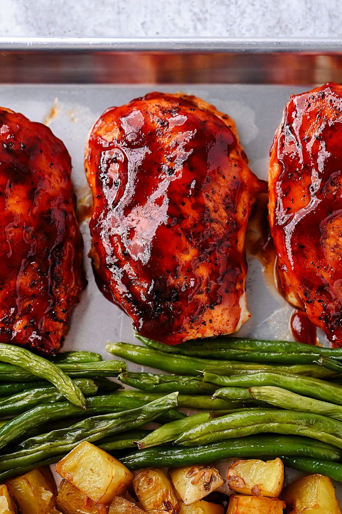 Sheet Pan BBQ Chicken, Potatoes and Green Beans