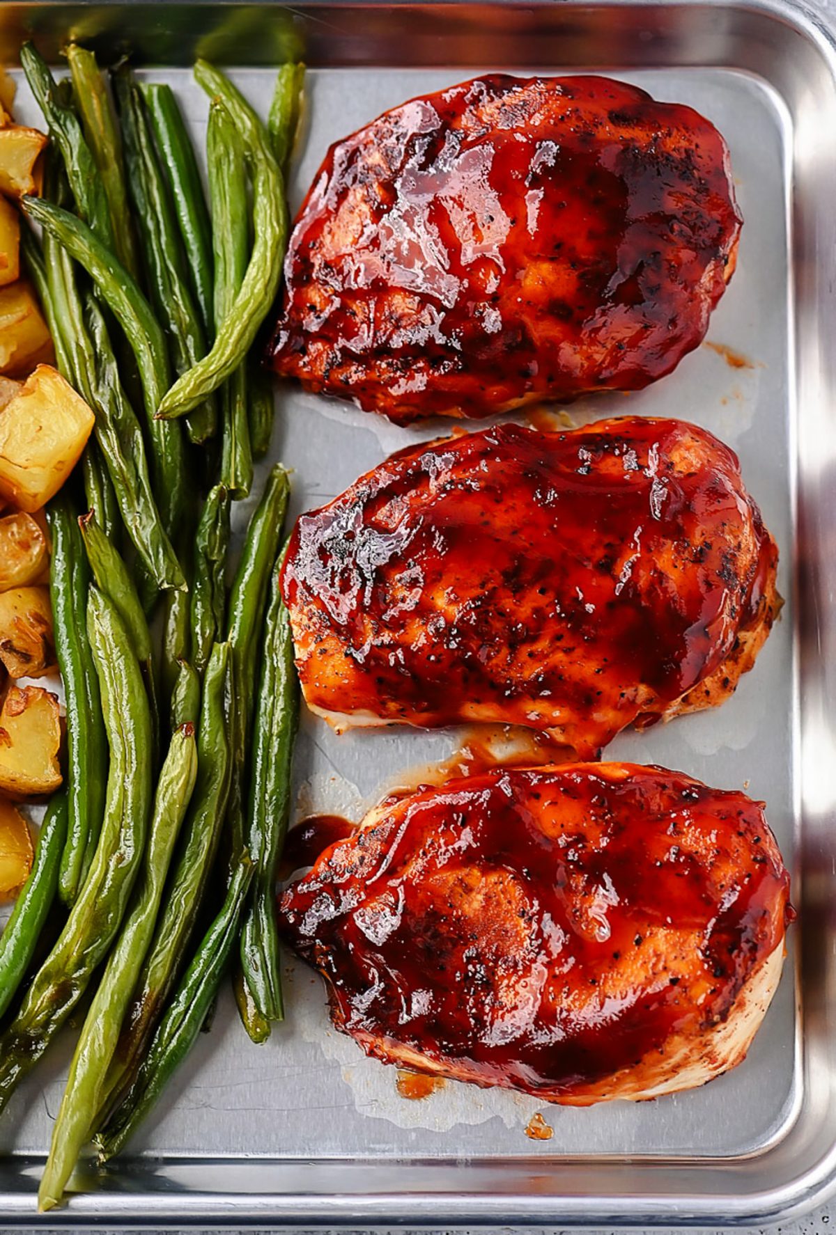 Sheet Pan BBQ Chicken, Potatoes and Green Beans